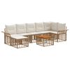 vidaXL Conjunto de Sof&aacute;s para Exterior 8 pcs Natural e Branco Creme