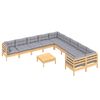 vidaXL 11 pcs conjunto lounge de jardim c/ almofad&otilde;es cinza pinho