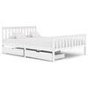 vidaXL Estrutura de cama com 2 gavetas 140x200 cm pinho maci&ccedil;o branco