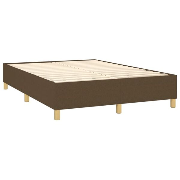 vidaXL Cama com molas/colch&atilde;o 140x200 cm tecido castanho-escuro
