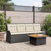vidaXL 3 pcs conjunto lounge de jardim c/ almofad&otilde;es vime PE preto