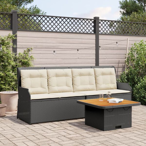 vidaXL 3 pcs conjunto lounge de jardim c/ almofad&otilde;es vime PE preto
