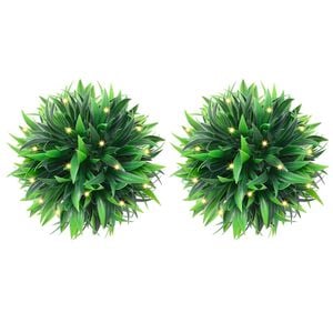 vidaXL Bolas artificiais de buxo com luzes LED 2 pcs verde 20 cm