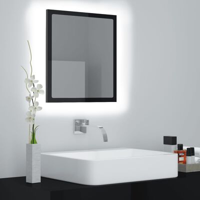 vidaXL Espelho casa banho c/ LED 40x8,5x37 cm acrílico preto brilhante