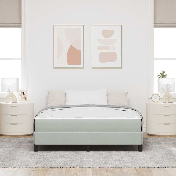 vidaXL Cama Box com colch&atilde;o Cinzento-claro 160 x 210 cm tecido