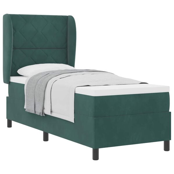 vidaXL Cama Box com colch&atilde;o Verde Escuro 200 x 80 cm Poli&eacute;ster