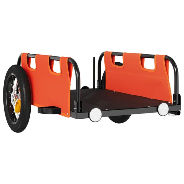 vidaXL Reboque de bicicleta tecido oxford/ferro laranja