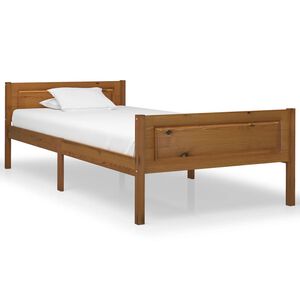 vidaXL Estrutura de cama 100x200 cm pinho maci&ccedil;o castanho mel