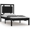 vidaXL Estrutura cama pequena solteiro 75x190 cm madeira maciça preto