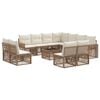 vidaXL Conjunto de Sof&aacute; de Jardim 12 pcs Bege e Branco Creme vime PE