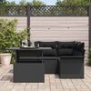 vidaXL Conjunto de Sof&aacute; de Jardim 5 pcs Preto Rattan Sint&eacute;tico