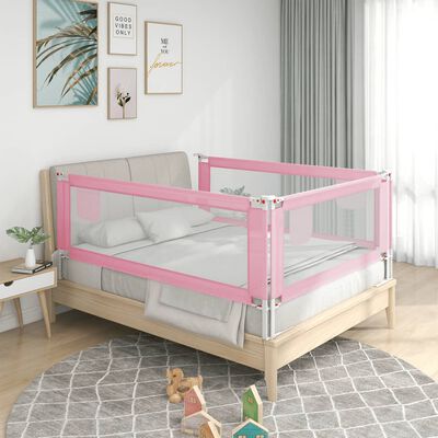 vidaXL Barra de segurança p/ cama infantil tecido 100x25 cm rosa