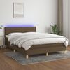 vidaXL Cama box spring c/ colch&atilde;o/LED 140x190cm tecido castanho-escuro