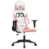 vidaXL Cadeira gaming couro artificial branco e rosa