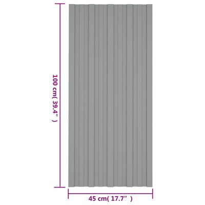 vidaXL Painéis de telhado 12 pcs 100x45 cm aço galvanizado cinzento