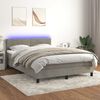 vidaXL Cama box spring c/ colch&atilde;o/LED 140x190 cm veludo cinzento