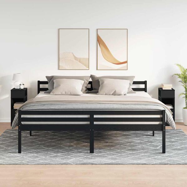 vidaXL Mesas de cabeceira 2 pcs com gaveta 25x31x66 cm preto