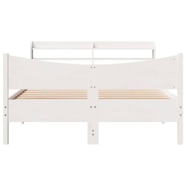 vidaXL Estrutura de cama com cabeceira 140x200 cm pinho maci&ccedil;o branco