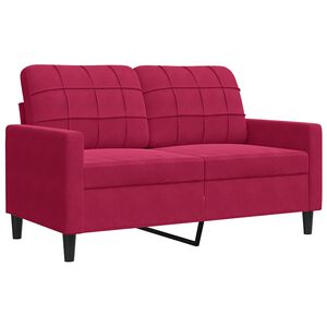 vidaXL Sof&aacute; de 2 lugares veludo 120 cm vermelho tinto