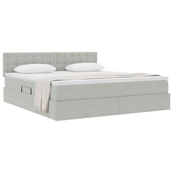 vidaXL Cama com Armazenamento Cinzento-claro 160 x 200 cm Veludo