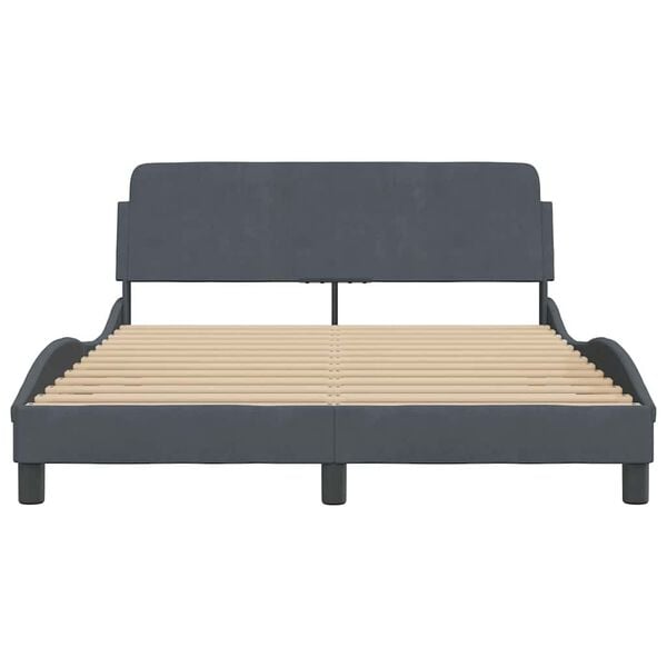 vidaXL Estrutura de cama Dover 140x200 cm veludo cinzento-escuro