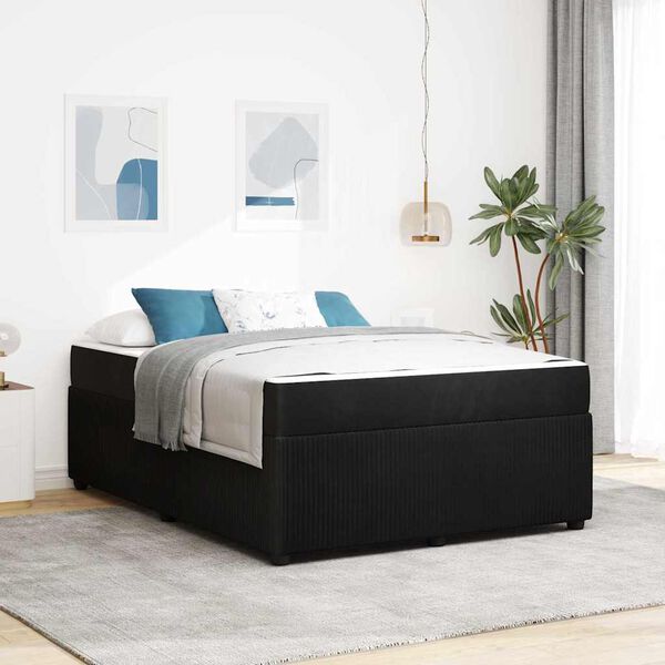 vidaXL Estrutura da Cama com colch&atilde;o Preto 140 x 200 cm tecido