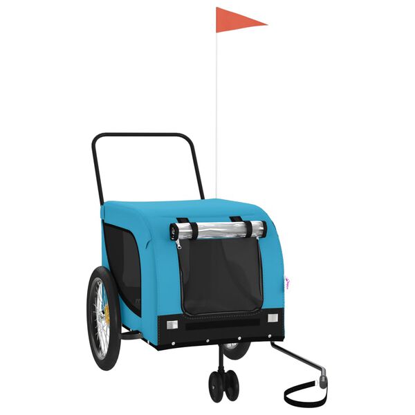 vidaXL Reboque de bicicleta p/ animais tecido oxford/ferro azul/preto