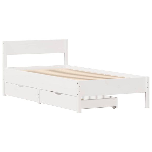 vidaXL Cama sem colch&atilde;o 90x200 cm madeira de pinho maci&ccedil;a branco