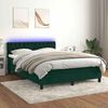 vidaXL Cama box spring c/ colch&atilde;o/LED 140x190 cm veludo verde-escuro