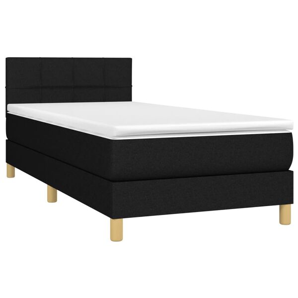 vidaXL Cama box spring c/ colch&atilde;o e LED 100x200 cm tecido preto