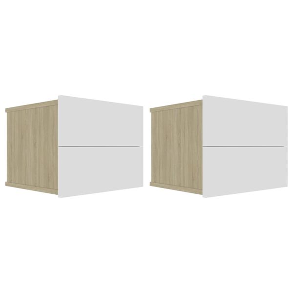 vidaXL Mesas de cabeceira 2 pcs 40x30x30cm contra. branco/carv. sonoma