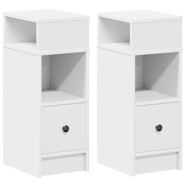 vidaXL Mesas de cabeceira 2 pcs com gaveta 25x31x66 cm branco