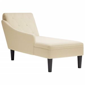 vidaXL Chaise lounge c/ almofada/apoio de bra&ccedil;os direito tecido creme