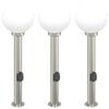 vidaXL Lumin&aacute;rias de balizador com tomada, 3 pe&ccedil;as, 80 cm, a&ccedil;o inoxid&aacute;vel, IP44