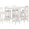 vidaXL 7 pcs conjunto de bar para jardim pinho maci&ccedil;o branco