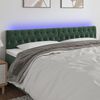 vidaXL Cabeceira de cama c/luzes LED veludo 200x7x78/88cm verde-escuro