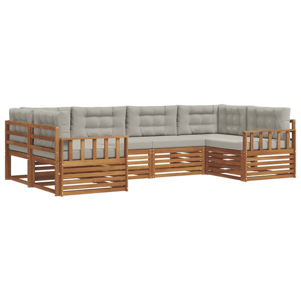 vidaXL Conjuntos de sof&aacute;s com almofada 6 pcs Cinza Natural e Claro