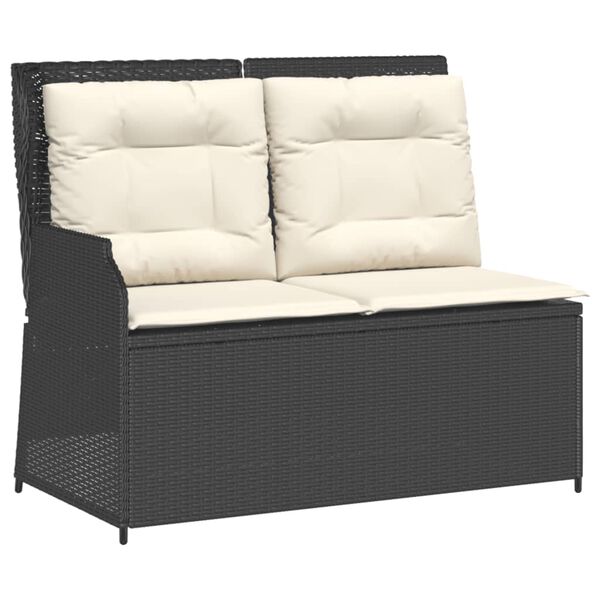 vidaXL 5 pcs conjunto lounge de jardim c/ almofad&otilde;es vime PE preto