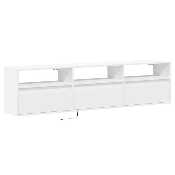 vidaXL Móvel de parede para TV com luzes LED 180x31x45 cm branco
