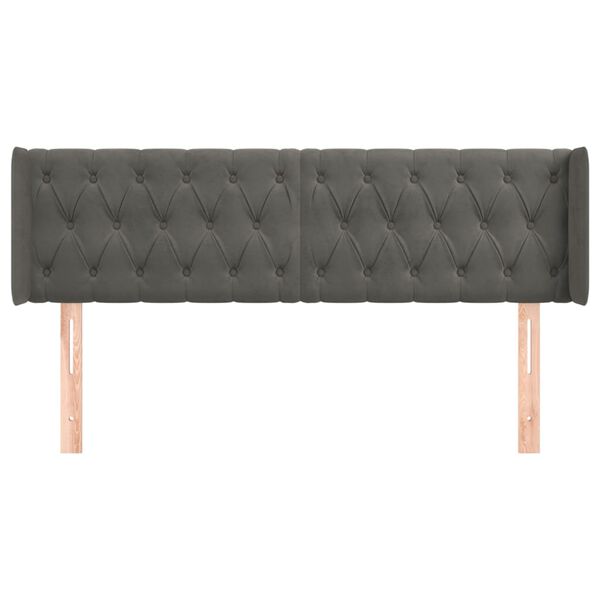 vidaXL Cabeceira de cama c/ abas veludo 147x16x78/88cm cinzento-escuro