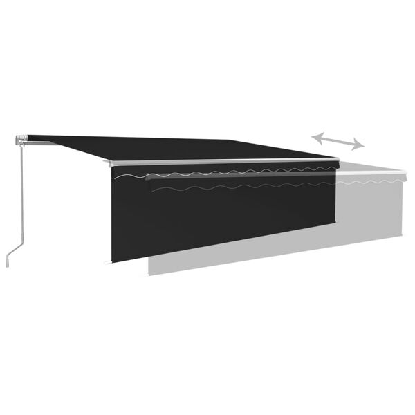 vidaXL Toldo retr&aacute;til manual com estore/LED 5x3 m antracite