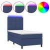 vidaXL Cama box spring c/ colch&atilde;o e LED 90x190 cm tecido azul