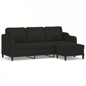 vidaXL Sof&aacute; de 3 lugares com apoio de p&eacute;s 180 cm tecido preto