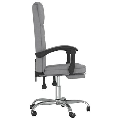 vidaXL Cadeira de escritório reclinável tecido cinzento-claro