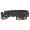 vidaXL Conjunto de Sof&aacute; de Jardim 10 unid. Cinzento vime PE