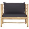vidaXL 7 pcs conj. lounge jardim em bambu c/ almofadões cinza-escuro