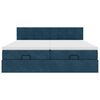 vidaXL Estrutura de cama otomana com colch&atilde;o azul escuro veludo