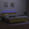 vidaXL Cama box spring c/ colch&atilde;o e LED 180x200 cm tecido verde