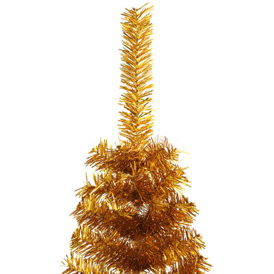 vidaXL Meia árvore de Natal artificial com suporte 120 cm PET dourado