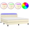 vidaXL Cama box spring c/ colch&atilde;o/LED 180x200cm couro artificial creme